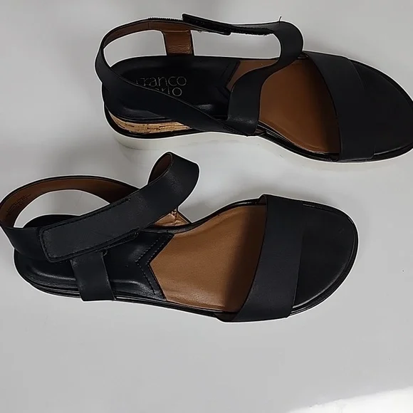 Franco Sarto Chiara Strappy Black Women Wedge Sandals  Size 8.5 - Picture 9 of 15